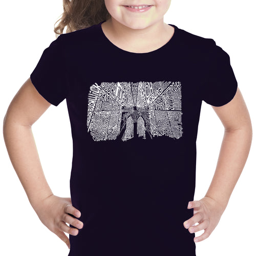 Brooklyn Bridge - Girl's Word Art T-Shirt