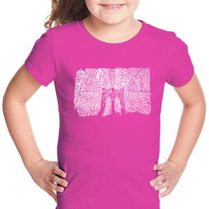 Brooklyn Bridge - Girl's Word Art T-Shirt