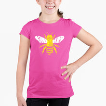Load image into Gallery viewer, Bee Kind  - Girl&#39;s Word Art T-Shirt