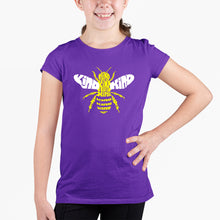 Load image into Gallery viewer, Bee Kind  - Girl&#39;s Word Art T-Shirt