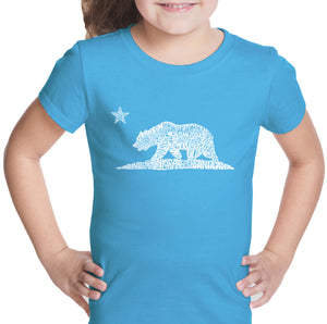 California Bear - Girl's Word Art T-Shirt