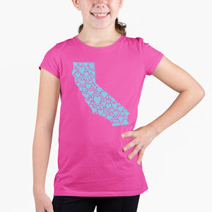 California Hearts  - Girl's Word Art T-Shirt