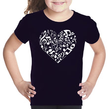 Load image into Gallery viewer, Heart Notes  - Girl&#39;s Word Art T-Shirt