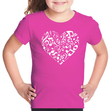 Load image into Gallery viewer, Heart Notes  - Girl&#39;s Word Art T-Shirt