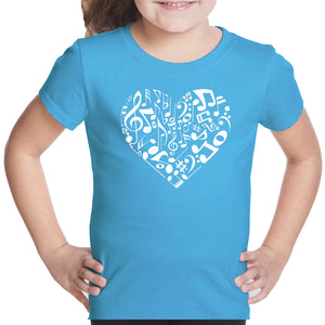 Heart Notes  - Girl's Word Art T-Shirt
