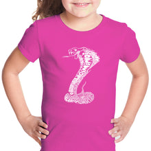 Load image into Gallery viewer, Types of Snakes - Girl&#39;s Word Art T-Shirt