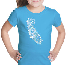 Load image into Gallery viewer, California State - Girl&#39;s Word Art T-Shirt