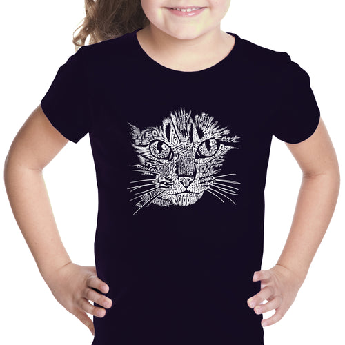 Cat Face - Girl's Word Art T-Shirt