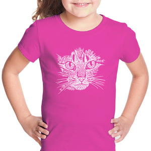 Cat Face - Girl's Word Art T-Shirt