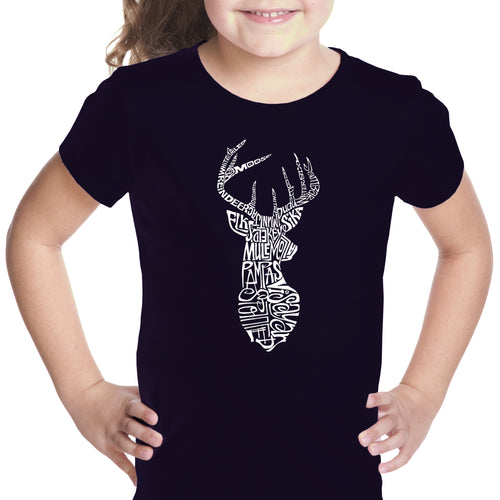Types of Deer - Girl's Word Art T-Shirt