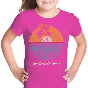 Cities In San Diego - Girl's Word Art T-Shirt