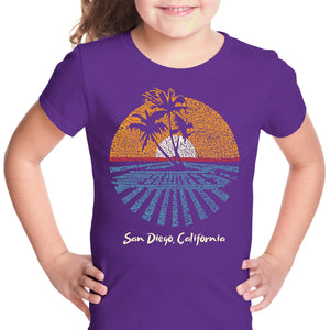Cities In San Diego - Girl's Word Art T-Shirt