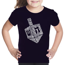 Load image into Gallery viewer, Hanukkah Dreidel - Girl&#39;s Word Art T-Shirt