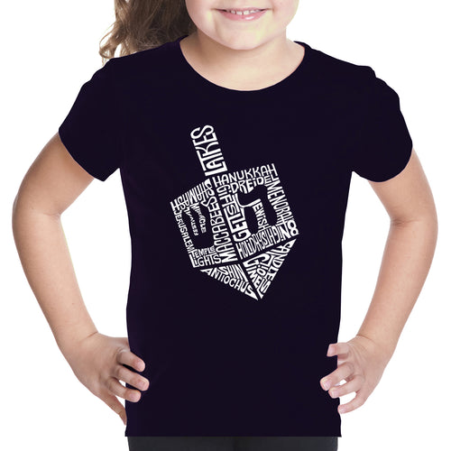 Hanukkah Dreidel - Girl's Word Art T-Shirt