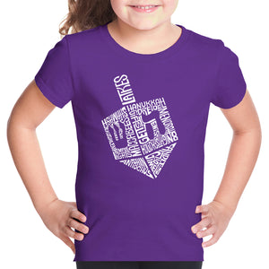 Hanukkah Dreidel - Girl's Word Art T-Shirt