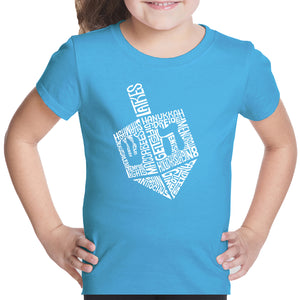 Hanukkah Dreidel - Girl's Word Art T-Shirt