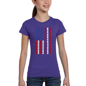 Heart Flag - Girl's Word Art T-Shirt