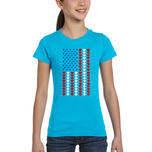 Heart Flag - Girl's Word Art T-Shirt