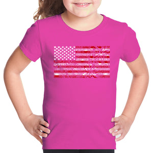 Girl's Word Art T-shirt - Fireworks American Flag