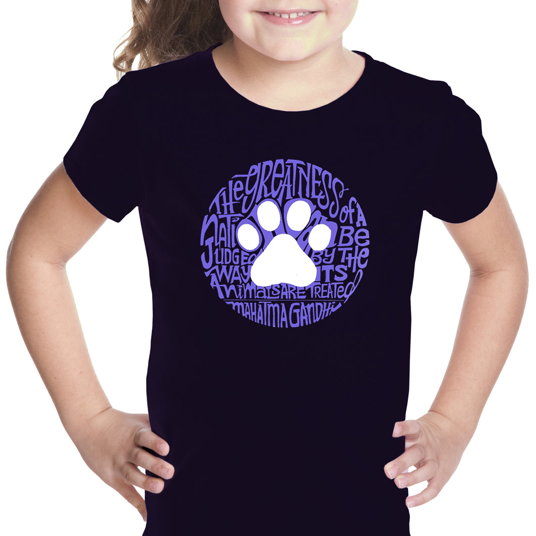 Gandhi's Quote on Animal Treatment - Girl's Word Art T-Shirt