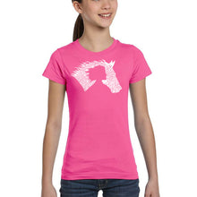 Load image into Gallery viewer, Girl Horse - Girl&#39;s Word Art T-Shirt