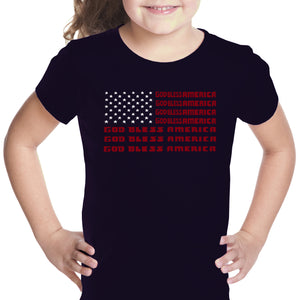 God Bless America - Girl's Word Art T-Shirt