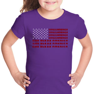 God Bless America - Girl's Word Art T-Shirt