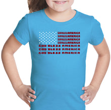 Load image into Gallery viewer, God Bless America - Girl&#39;s Word Art T-Shirt
