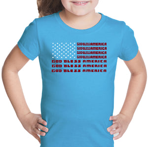 God Bless America - Girl's Word Art T-Shirt