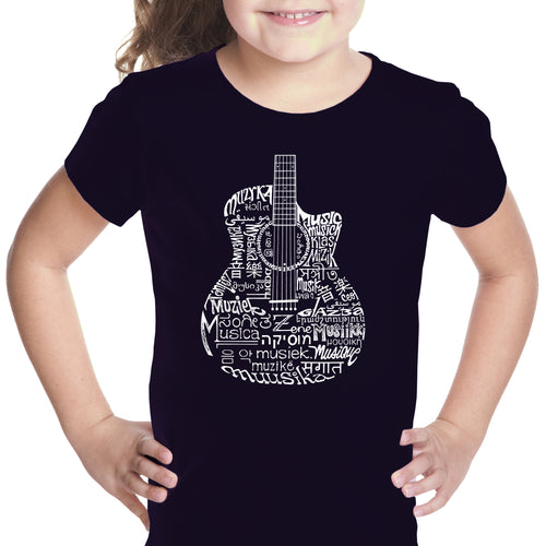 Languages Guitar - Girl's Word Art T-Shirt