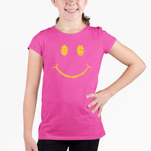 Load image into Gallery viewer, Be Happy Smiley Face  - Girl&#39;s Word Art T-Shirt