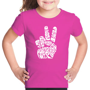 Peace Out  - Girl's Word Art T-Shirt