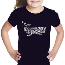 Load image into Gallery viewer, Humpback Whale - Girl&#39;s Word Art T-Shirt