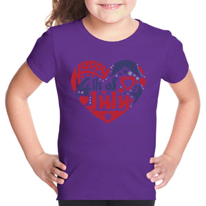 Girl's Word Art T-shirt - July 4th Heart