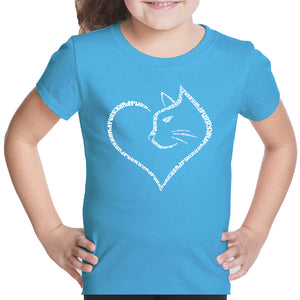 Cat Heart - Girl's Word Art T-Shirt
