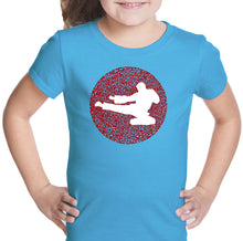 Load image into Gallery viewer, Types of Martial Arts - Girl&#39;s Word Art T-Shirt