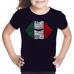Latina Lips  - Girl's Word Art T-Shirt