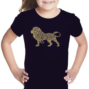 Lion - Girl's Word Art T-Shirt