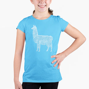 Llama Mama  - Girl's Word Art T-Shirt