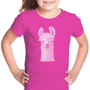 Llama - Girl's Word Art T-Shirt