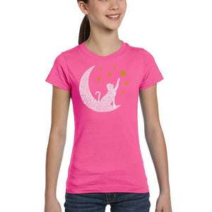 Cat Moon - Girl's Word Art T-Shirt