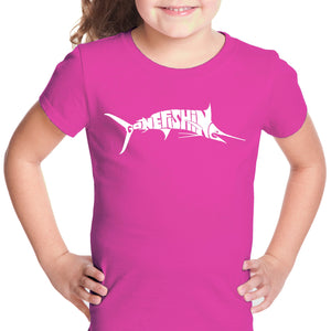 Marlin Gone Fishing - Girl's Word Art T-Shirt