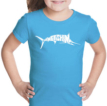 Load image into Gallery viewer, Marlin Gone Fishing - Girl&#39;s Word Art T-Shirt