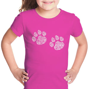 Meow Cat Prints - Girl's Word Art T-Shirt