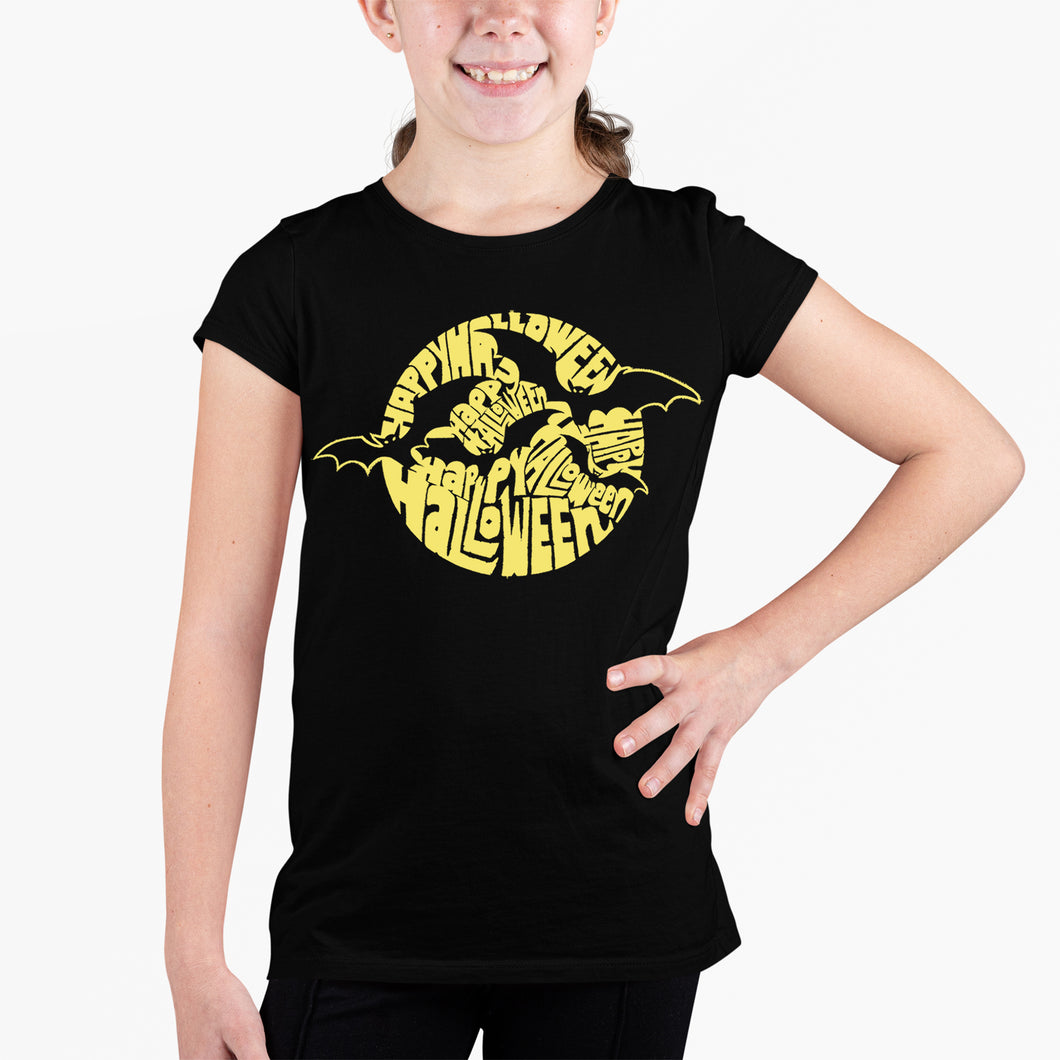 Halloween Bats  - Girl's Word Art T-Shirt