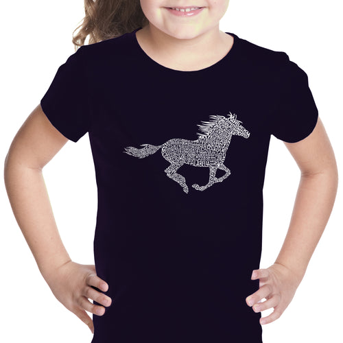 Horse Breeds - Girl's Word Art T-Shirt