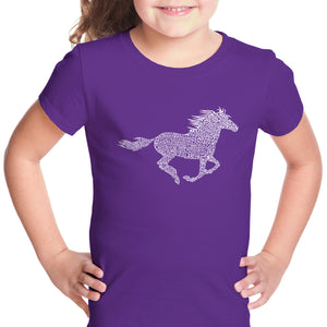 Horse Breeds - Girl's Word Art T-Shirt