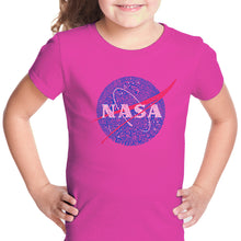Load image into Gallery viewer, NASA&#39;s Most Notable Missions - Girl&#39;s Word Art T-Shirt