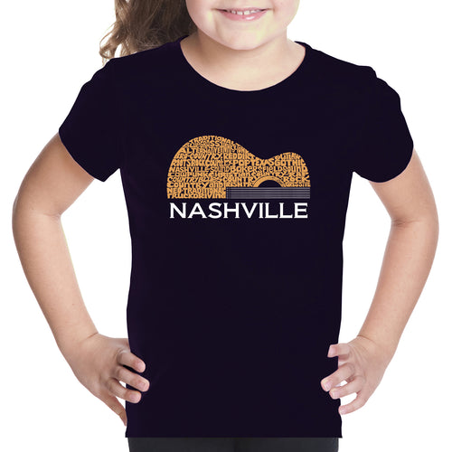 Nashville Guitar - Girl's Word Art T-Shirt
