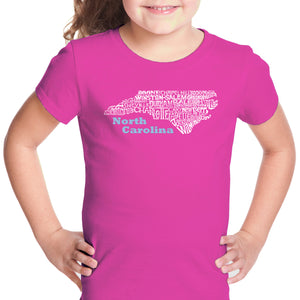 North Carolina - Girl's Word Art T-Shirt